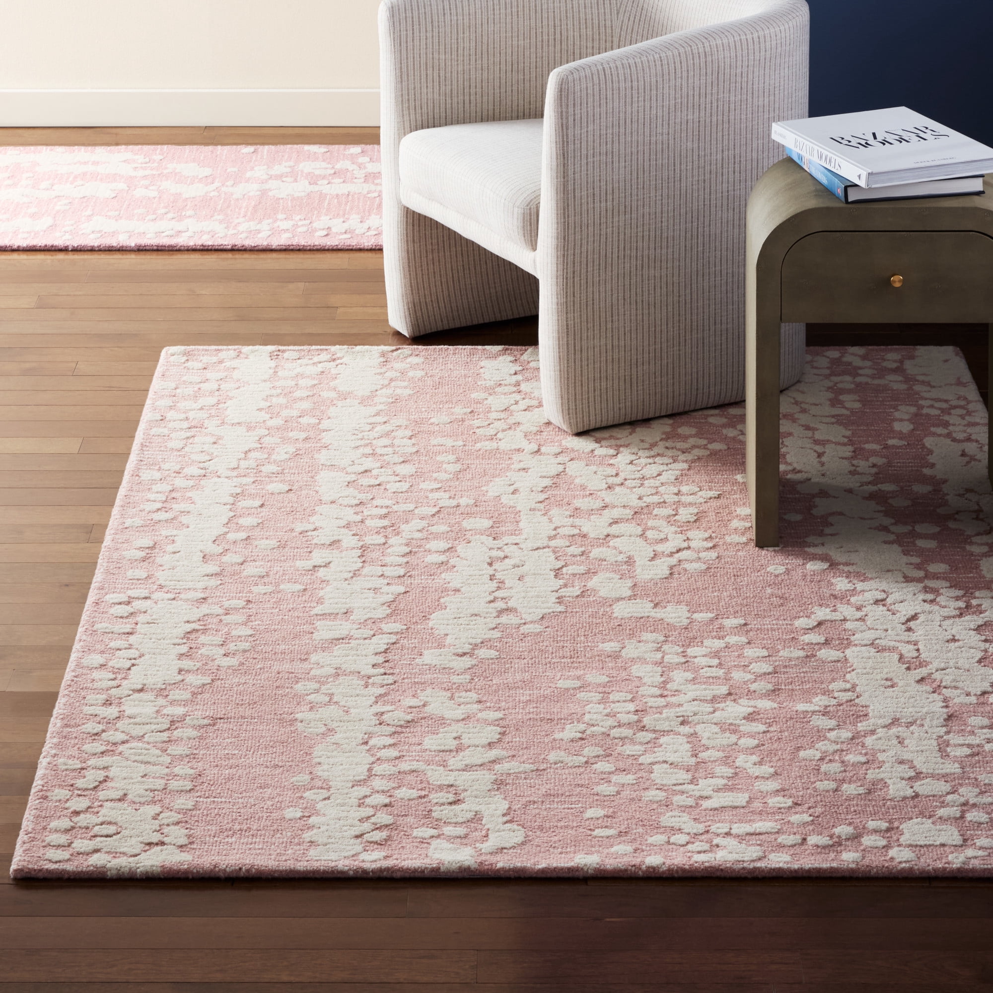 NICOLE MILLER NEW YORK Mod Weave Abstract Knotted Texture Handcrafted Area Rug, 100% Wool Rug, Rose, 5'x7’