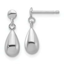 14K White Gold Polished Teardrop Dangle Earrings