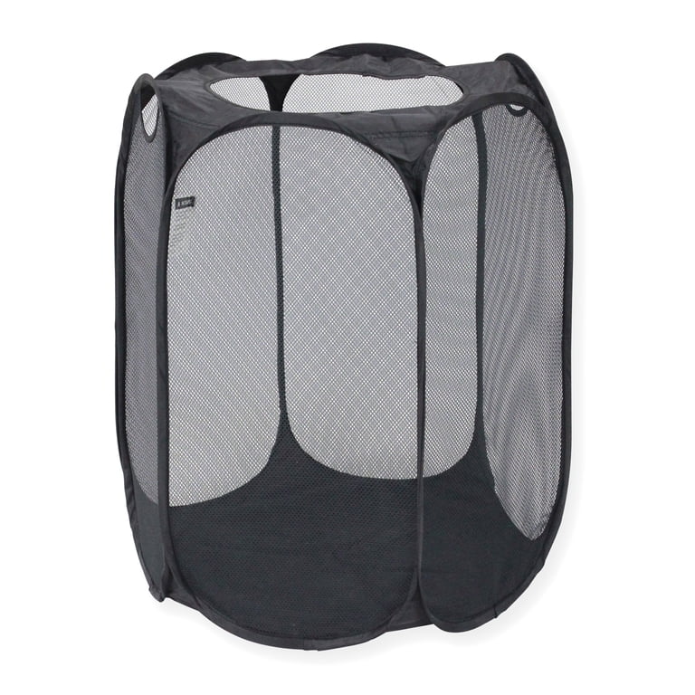 Mainstays Black Pop-Up Hexagon Mesh Laundry Hamper photo 1