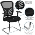 thumbnail image 5 of Emma + Oliver Black Mesh Side Reception Chair with Chrome Sled Base - Conference Room Chair, 5 of 14