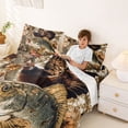 thumbnail image 3 of Castle Fairy Retro Autumn Game Fish Turkey King Sheets 4pcs,Fall Leaf Wildlife Cabin Graphic Bedding,Brown Tan,1 Fitted Sheet,1 Flat Sheet and 2 Pillowcases, 3 of 6