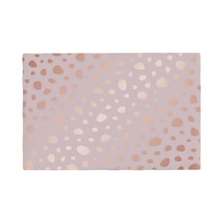 

Table Placemats Set of 4 - Rose Gold Abstract Spots 1 12x18 In Faux Linen Double Heat Resistant Place Mats Cloth Indoor/Outdoor Placemats Washable Table Mats for Dining Kitchen Party