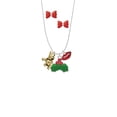 thumbnail image 2 of Delight Jewelry Goldtone 3-D Elephant Christmas Kiss Charm Necklace and Stud Earrings, 2 of 4