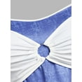 thumbnail image 3 of Rosegal Plus Size O Ring Floral Print 2 in 1 T-shirt Blue 3X, 3 of 4