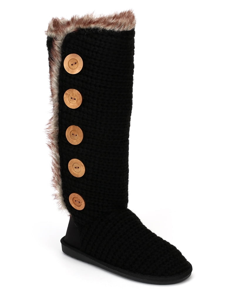 Qupid Rascal-04 Knit Sweater Fur Button 