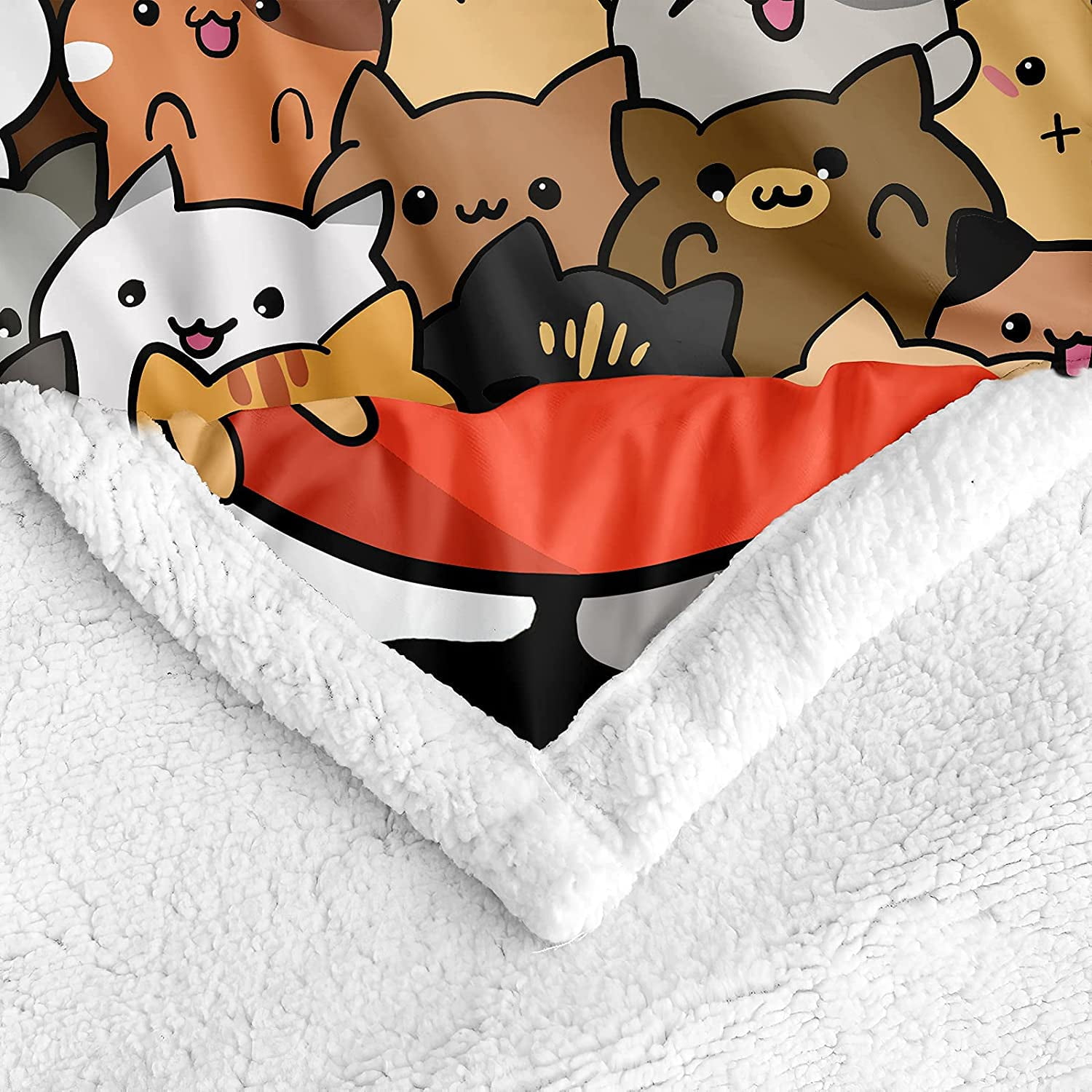 HHHC Cat Blanket Teacup Cats Pattern Sherpa Throw Blanket Anime Cats Plush Fuzzy Bed Sofa Couch Blankets for Boys Girls Women Cat Lover Gifts Cartoon Throw 50 x60 Walmart