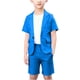 thumbnail image 1 of Odeerbi Niños Vestido Formal Traje Manga Corta Muesca Solapa Blazer Chaqueta + Elástico de La Cintura Traje Pantalones Cortos Trajes de Verano Conjunto, 1 of 6