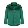 thumbnail image 3 of Iugvhana Men's Shirts Four Side Silk Solid Long Sleeve Business Dress Shirts Wrinkle-Free Button Collared Formal Shirt Green S, 3 of 5