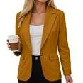thumbnail image 5 of felwors Women's Single Button Suit Autumn Long Sleeved Solid Color Small Suit Jacket Yellow, XXL, 5 of 6