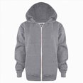 thumbnail image 2 of TOWED22 Girls Hoodie Sweatshirt Full Zip Up Casual Solid Long Sleeve Jacket Kids Lightweight Outwear with Pockets,Grey,5-6 Y, 2 of 4