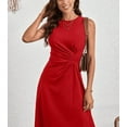 thumbnail image 4 of Women's Summer Dresses Sleeveless Ruched Waist A Line High Low Midi Cocktail Dress, 4 of 7