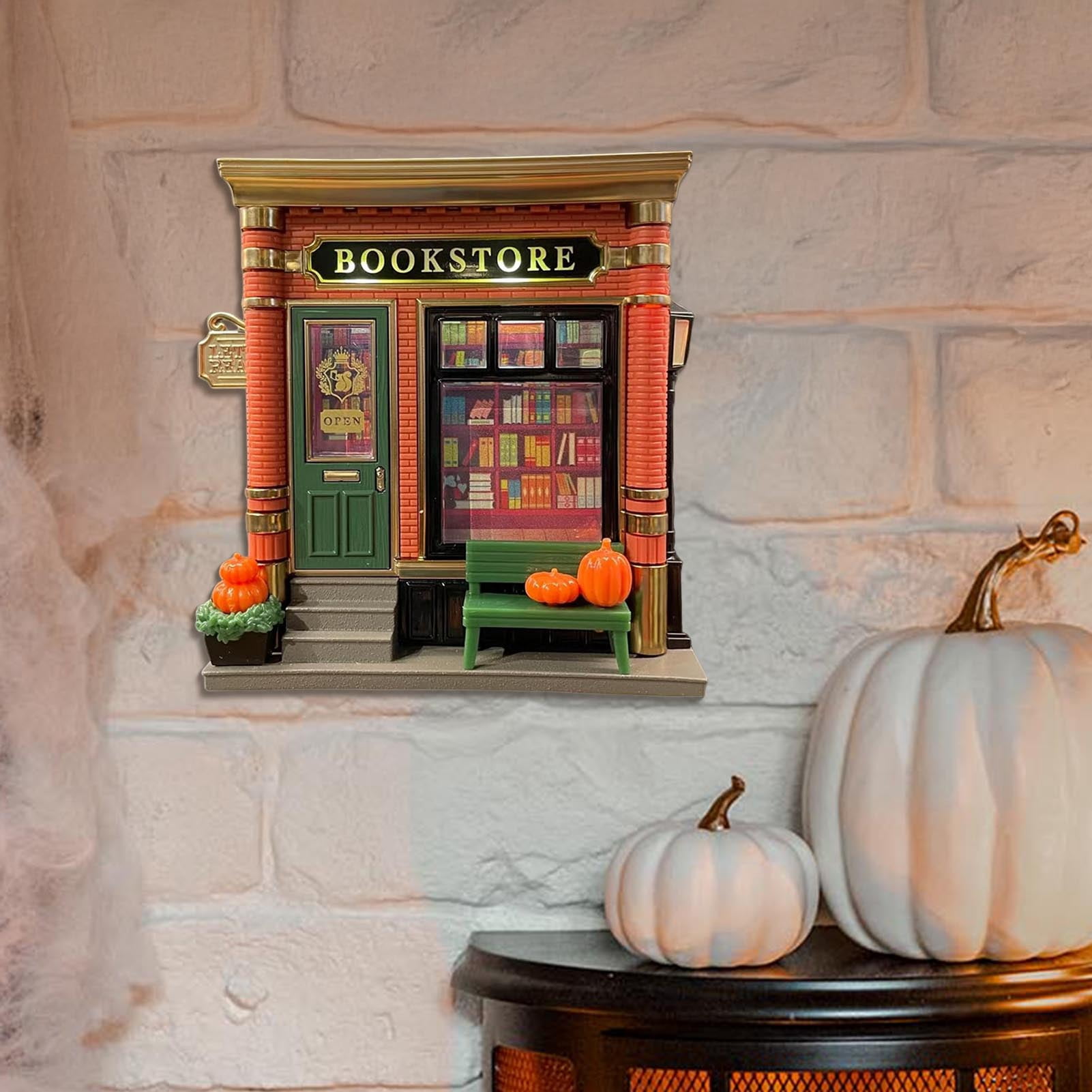 OIUR Bookstore Night Light Wall Projector Miniature Book Store LED Lamp Home Office Living Room Bedroom Wall Decoration Book Lovers Gift