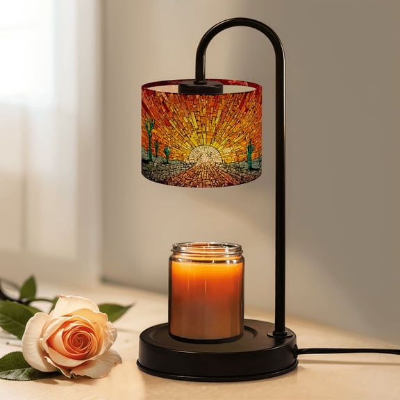 Candle Warmer Lamp with Timer Dimmer Prismatic Glass Stained Art Western Canyon Desert Erosion Texture Candle Lamp Warmer for Jar Candle with 4 Bulbs Gifts for Women House Warming Gifts