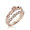 thumbnail image 3 of Vintage Twisted Salt And Pepper 1.00 Carat Round Cut Morganite And Diamond Moissanite Engagement Ring, Antique Design Wedding Ring in10k Solid Rose Gold, Promise Ring, Bridal Set, Matching Band, 3 of 3