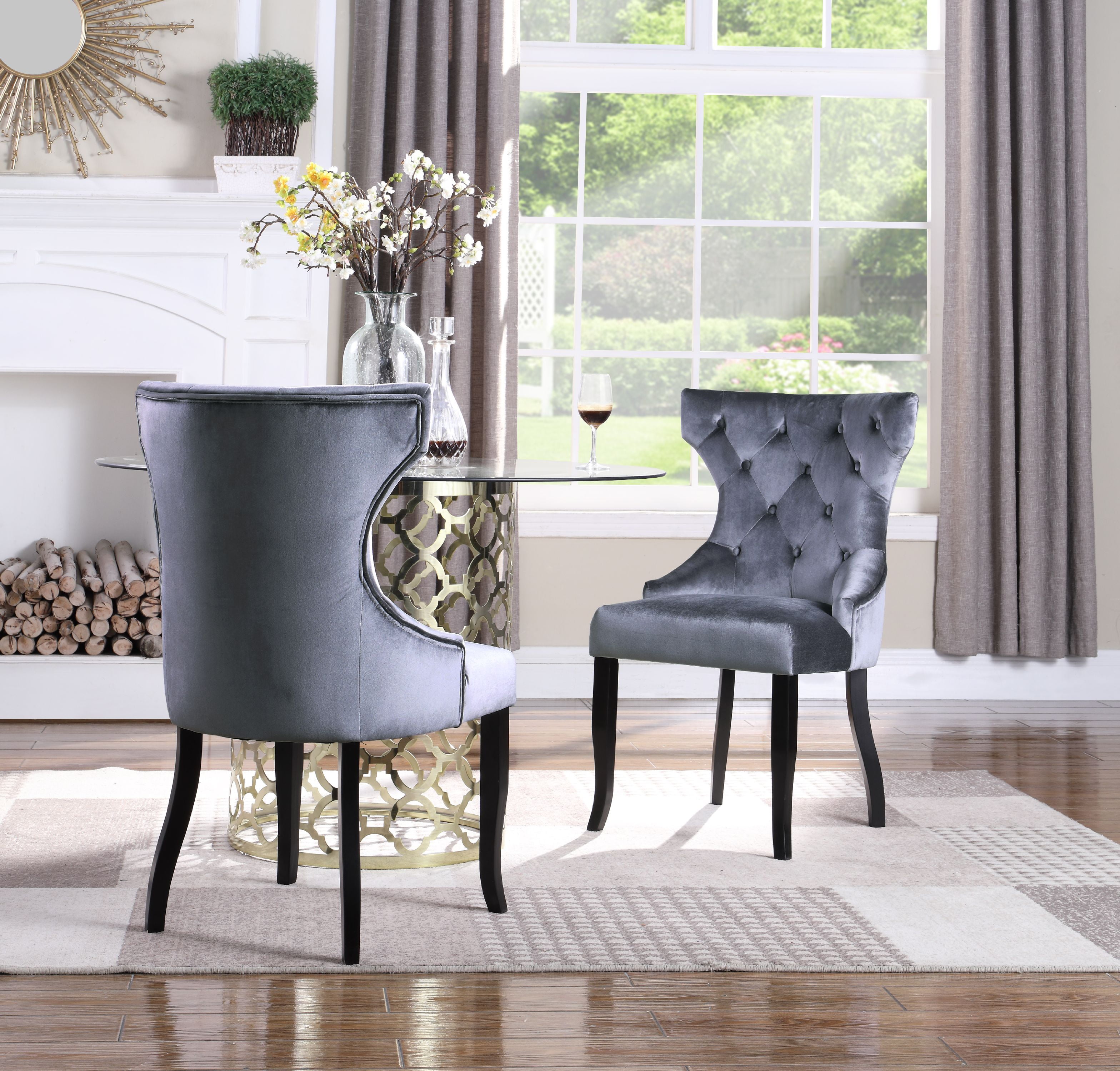 Chic Home Pixie Velvet Upholstered Wingback Dining Chair Set Of 2 Walmartcom Walmartcom