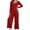 *Red, variant on VBVC Women's Square Neck Wide Leg Jumpsuit , Long Sleeve Zipped Romper For Women , Ladies' Elastic Waist One Piece Outfit with Pockets, Wine , S-2XL
