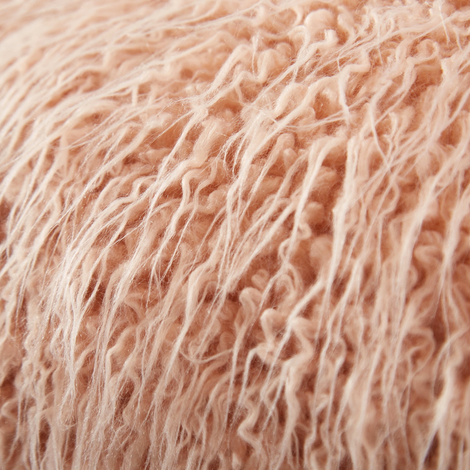 Better Homes & Gardens Mongolian Faux Fur Oblong Pillow, 12 x 21, Blush