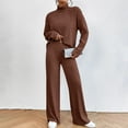 thumbnail image 6 of Miluxas Women's 2 Piece Outfits Set Casual Long Sleeve Knit Pullover Top and Wide Leg Pants Sweatsuit Lounge Sets Coffee 8(L), 6 of 6