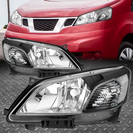 NUVISION for 13-21 Nissan NV200 OE Style Headlights Headlamps Black Housing Clear Corner
