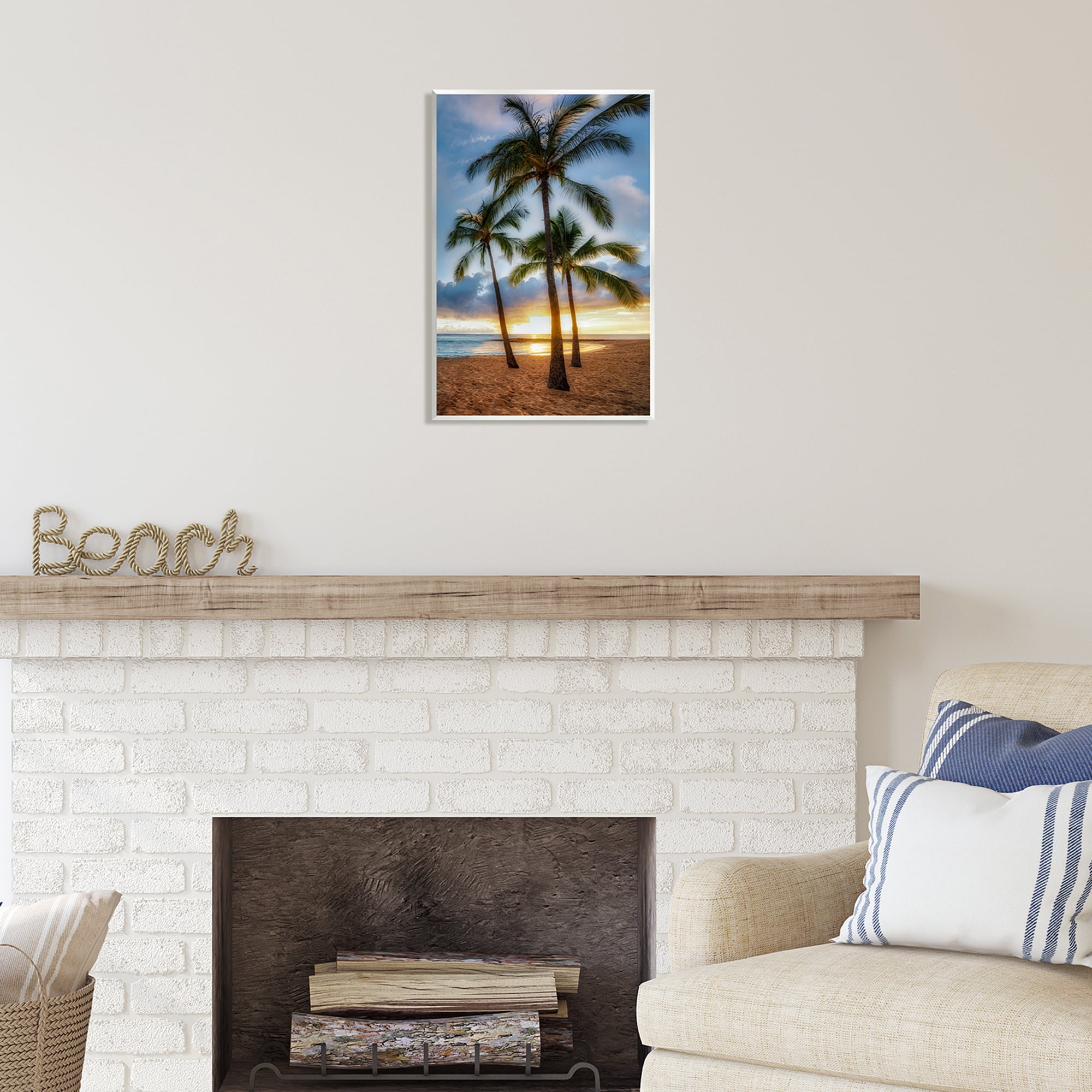 Stupell Industries Palm Trees Tropical Beach Cove Coastal Photography Unframed Art Print Wall Art