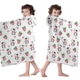 thumbnail image 4 of White Cow Strawberry Heart Pattern Hooded Bath Towel，60"x35" for Ages 3 To 12 Kids, Quick Dry Lightweight Soft Microfiber Hood Beach Towel Cover Up for Kids, 4 of 7