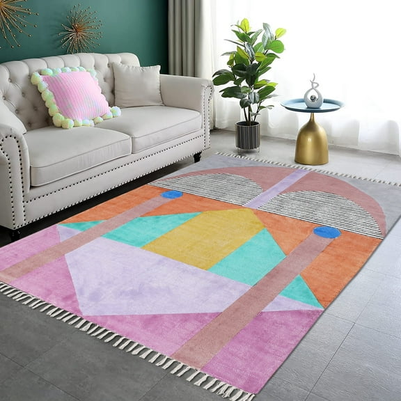 Casavani Traditional Kilim Large Hall Area Rug, Pink 2x3 feet