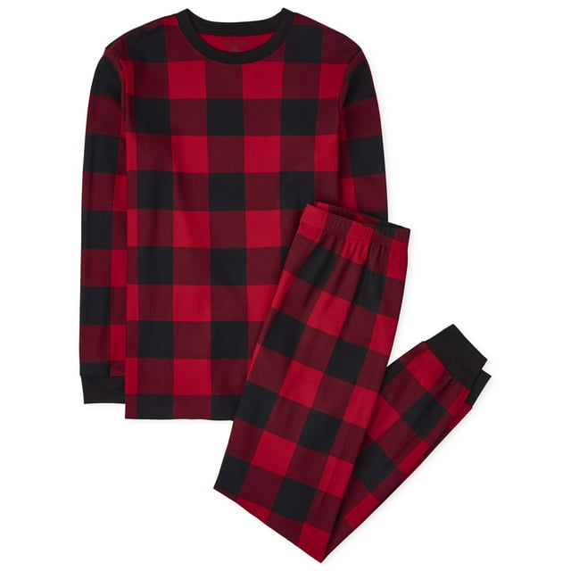 Conjunto de pijama The Children's Place, algodón, rojo y negro, a cuadros, L