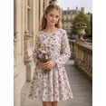 thumbnail image 3 of Lanbubble Girls Long Sleeve Dress Square Neck Bell Sleeve A-Line 9-10Y, 3 of 7