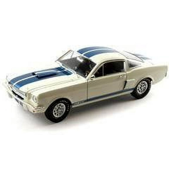 1966 Shelby Mustang GT 350 White with Blue Stripes 1/18 by Shelby Collectibles SC160 by Shelby Collect