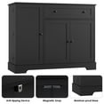 thumbnail image 3 of Homfa Sideboard Buffet Cabinet with Drawer, 3 Doors Kitchen Storage Cabinet with Adjustable Shelf for Dinning Room, Black, 3 of 7
