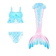 thumbnail image 1 of Hiiyo Big Girls Mermaid 3-Piece Bathing Suit Fish Scale Print Bikini Tail Set Beach Swimsuit, 1 of 4
