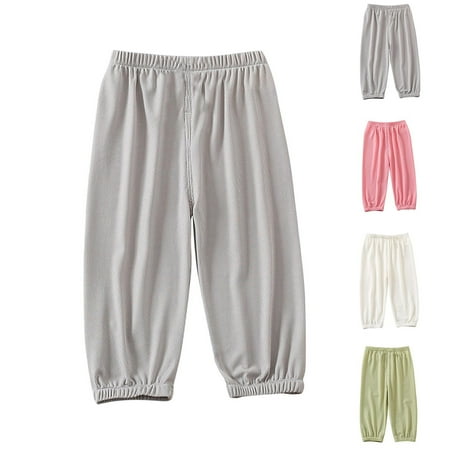 PIWHJQK Boys Girls Long Pants Loungewear Pants Kids Ice Silk Pants Cropped Repellent Summer Lightweight Long Pants