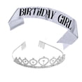 thumbnail image 1 of Corona de cumpleaños, suministros para fiestas, tocado, decoraciones dulces, satén suave, diamantes de imitación Plata, 1 of 8