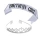 thumbnail image 1 of Conjunto de tiara de diamantes de imitación, tiara de satén suave, banda para la cabeza para cumpleaños, fiesta de bodas Plata, 1 of 8