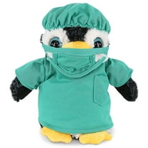DolliBu Penguin Doctor Plush Toy - Super Soft Penguin Doctor Stuffed Animal Dress Up with Cute Scrub Uniform and Cap Outfit - Fluffy Doctor Toy Plush Gift - 8 Inches