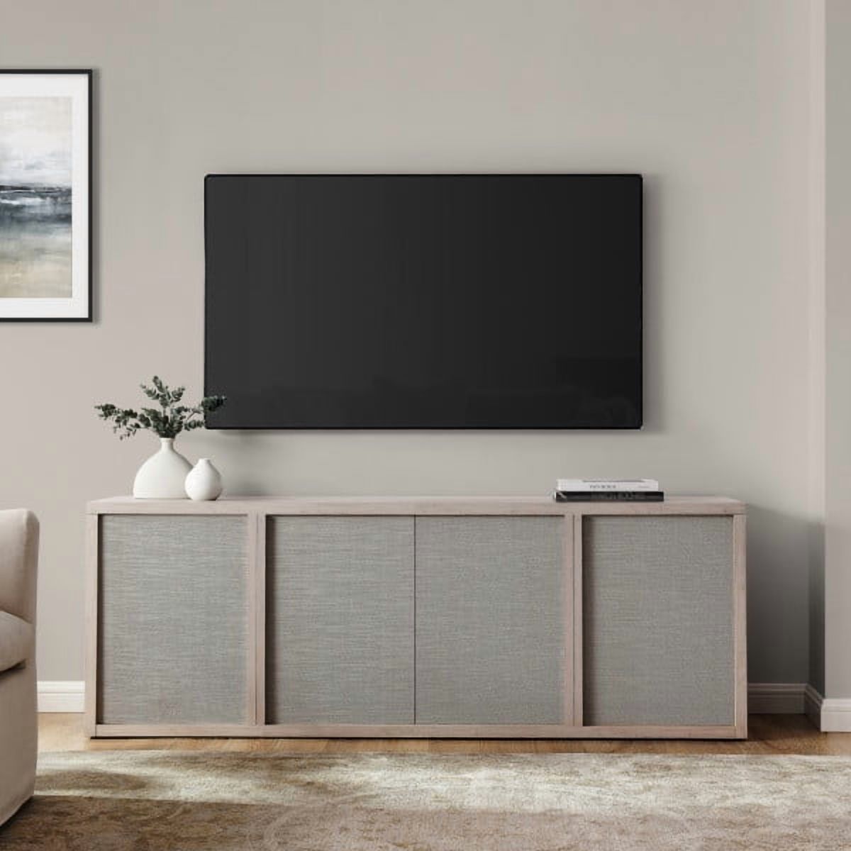 Kai Rectangular TV Stand for TV's up to 75" in Alder White