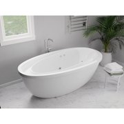 ANZZI Jetted Whirlpool Bathtub Drain Leni, Freestanding Soaking Tub with Reversible 5.9 ft. White
