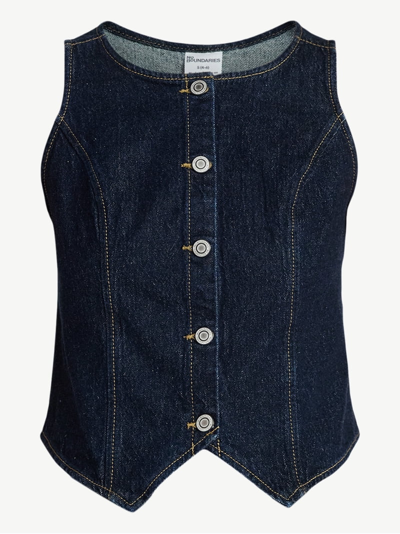 No Boundaries Cropped Denim Vest, Women's XXS-XXL - Walmart.com