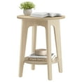 thumbnail image 2 of Natural Beige Small Round End Table. Features a Lower Shelf, Perfect as a Nightstand for Small Spaces in Living Rooms or Bedrooms., 2 of 6