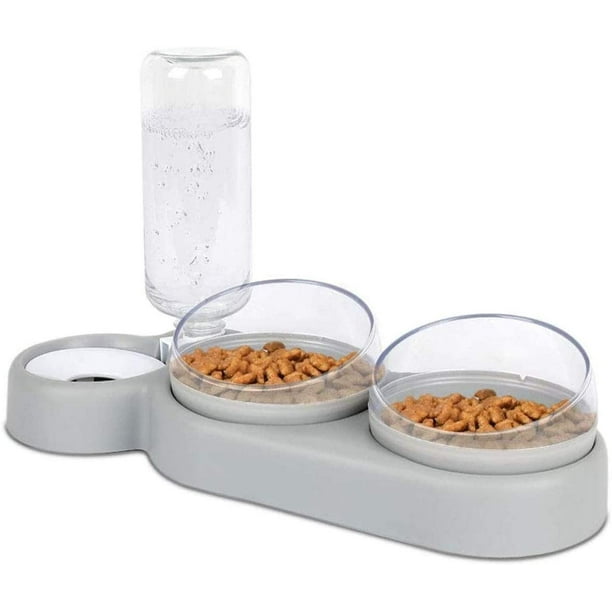 Cat Food Bowl, Food and Water Bowl Set, 15°Tilt Design Elevated Double