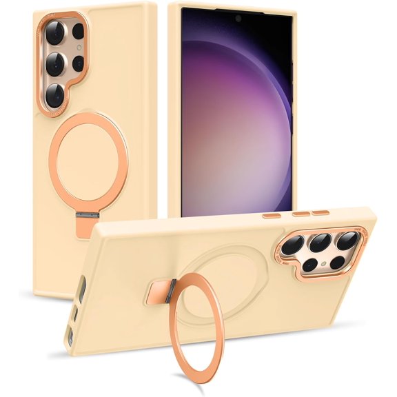 for Samsung Galaxy S23 Ultra Case with Invisible  Ring Stand, Compatible with Magsafe, -Grade Drop Protection, Frosted Back, Slim Fit S23 Ultra Phone Case 6.8", Orange