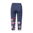 thumbnail image 4 of Tnhcen Women's Floral Print High Waisted Yoga Pants Denim Look 7/8 Length Workout Leggings for Women, Butter Soft Stretchy Capris with Rose Pattern S-3XL, 4 of 7