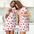 thumbnail image 4 of Fotbe Red Lips 1 Bata de Dormir para Mujer con Estampado, Camisón de Algodón de Manga Corta, Ropa de Dormir Casual, 4 of 6