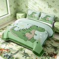 thumbnail image 3 of Manfei Cartoon T-Rex Dino Quilt King,Funny Grass Paw Print King Coverlet Set,Green Yellow,3-Piece,1 Bedspread and 2 Pillowcases, 3 of 7