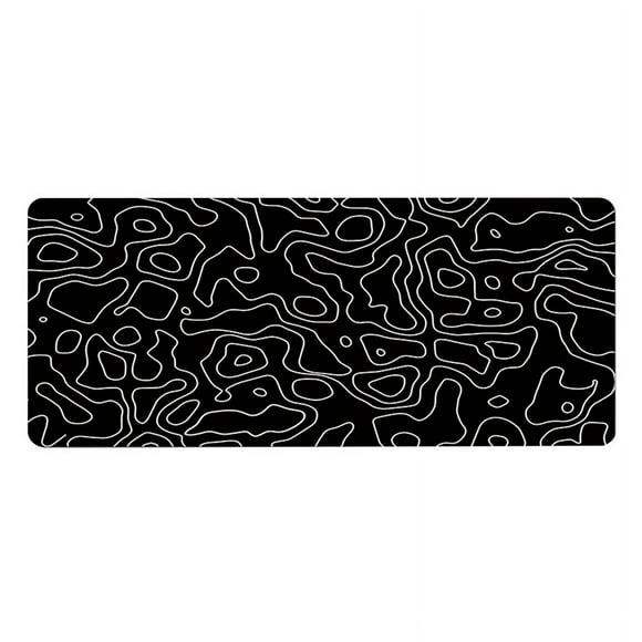 Desk Mat,Topographic Contour Extended Big Mouse Pad Computer Keyboard Mouse Mat with Non-Slip Base (31.5x11.8 In) D