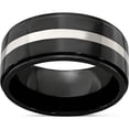 thumbnail image 1 of Titanium Black Ti & Sterling Silver Inlay 10mm Band, 1 of 5