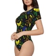 thumbnail image 2 of KLL Women 's Crew Neck Bodysuit Jumpsuits Game Play Print Short onesies Stretch T Shirts, 2 of 7