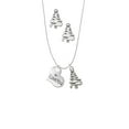 thumbnail image 2 of Delight Jewelry Silvertone Large I Love You Heart Silver tone Zig Zag Christmas Tree Charm Necklace and Stud Earrings, 2 of 4