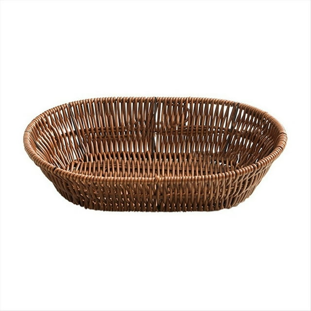Cesta de Mimbre para Pan, Bandejas de Mesa para Servir Alimentos, Cesta de Almacenamiento Tejida A Mano para Frutas en el Hogar, Restaurante y Panadería B