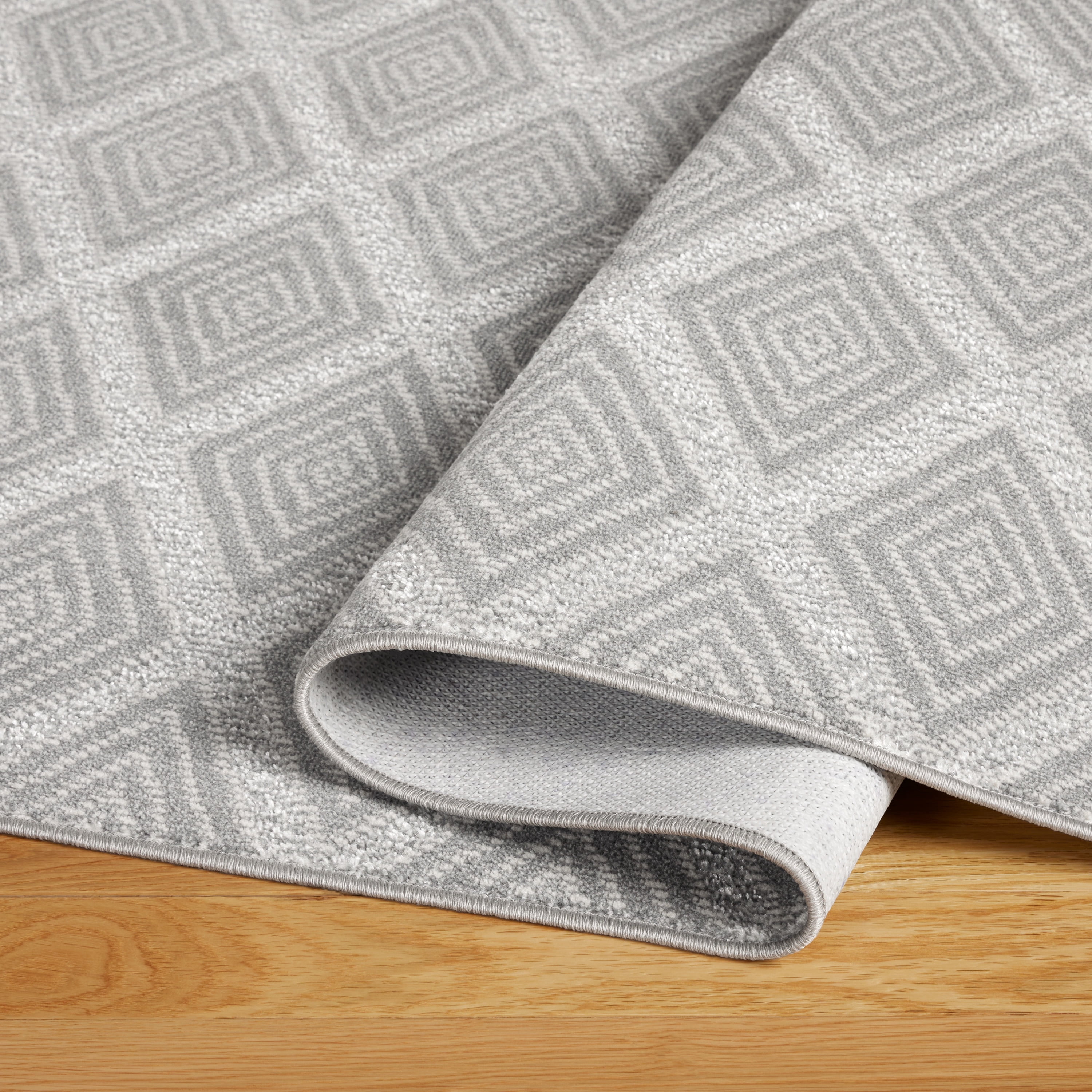 TOWN & COUNTRY EVERYDAY Rein Solid Diamond Everwash® Washable Area Rug with Non-Slip Backing, Pet Friendly Rug, Grey, 7'10"x10'2"